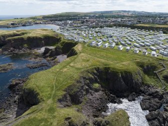 Oblique aerial view from north showing Recreation (Holiday Park) Area of Townscape Character, Eyemouth