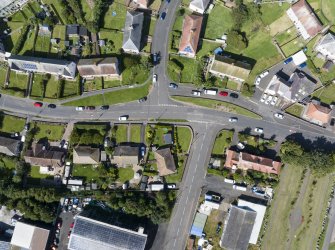 Aerial view from south showing Industrial (Acredale and Eyemouth Industrial Estates), Inter-War (Hurkur Crescent and Schools) and Victorian Expansion Areas of Townscape Character, Eyemouth