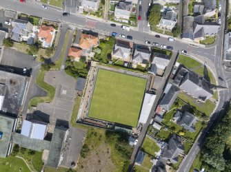 Aerial view from south showing Victorian Expansion and Inter-War (Hurkur Crescent and Schools) Areas of Townscape Character, Eyemouth