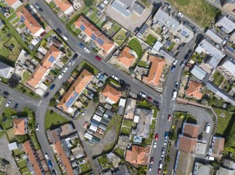 Aerial view from south showing Inter-War (Hurkur Crescent and Schools) and Victorian Expansion Areas of Townscape Character, Eyemouth