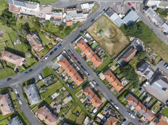 Aerial view of Inter-War (Hurkur Crescent and Schools), Victorian Expansion and Mid- to Late C20 (Barefoots) Areas of Townscape Character, Eyemouth