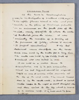 Page 55: Notes, handwritten in ink, on Goldielands Tower, Roxburghshire.