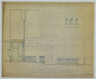 Drawing showing sectional elevation, Portobello Parish Church. Proposed new furnishings to chancel.