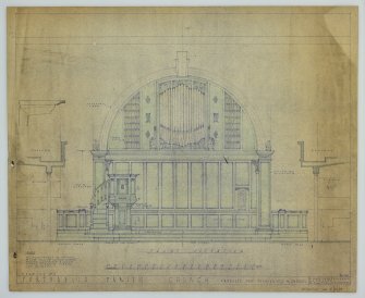 Drawing showing sectional elevation, Portobello Parish Church. Proposed new furnishings to chancel.