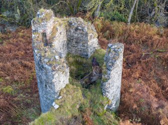 Oblique aerial view, detail of NE tower