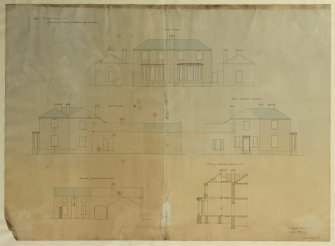 Elevations and section showing additions and alterations.