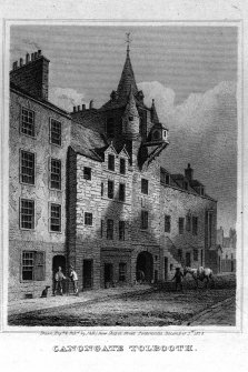 Photographic copy of an engraved view of Canongate Tolbooth from south west . Copied from Storer's 'Views in Edinburgh' Vol I