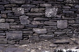 Detail view of wall construction.