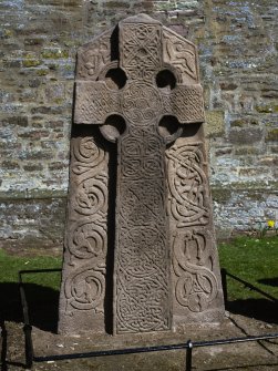 Aberlemno no 2, the Churchyard Stone. View of face of cross-slab.