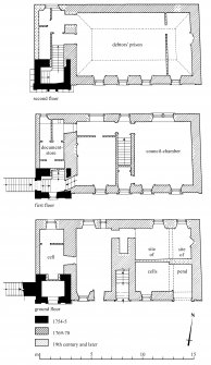 Floor plans: second; first; ground
Preparatory drawing for 'Tolbooths and Town-Houses', RCAHMS, 1996.
N.d.