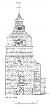 South west elevation of Crail tolbooth and townhall.
Preparatory drawing for 'Tolbooths and Town-Houses', RCAHMS, 1996.
N.d.