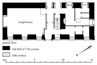 First floor plan; ground floor plan
Preparatory drawing for 'Tolbooths and Town-Houses', RCAHMS, 1996.
N.d.