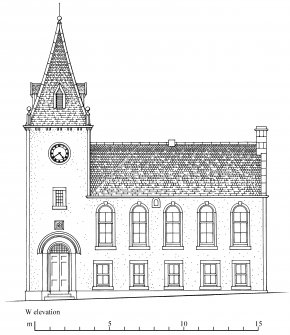 W elevation.
Preparatory drawing for 'Tolbooths and Town Houses', RCAHMS, 1996.