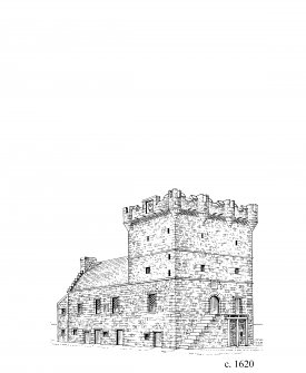 Perspective view. Conjectural Reconstruction (not to scale). Phase 1 (c.1620).
