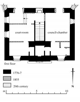 First floor plan.
Preparatory drawing for 'Tolbooths and Town-Houses', RCAHMS, 1996.
N.d.