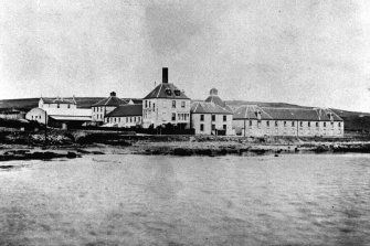 Bruichladdich Distillery, Islay.
General view of distillery complex copied from early photograph.