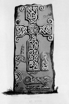 The Dyce Class II cross-slab, from J Stuart, The Sculptured Stones of Scotland, i, pl.9
