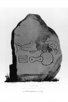 Upper Manbean stone from J Stuart, The Sculptured Stones of Scotland, i, pl.17.
