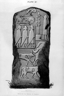 Eassie, stone from J Stuart, The Sculptured Stones of Scotland, i, pl. 90