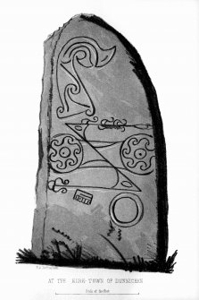 Dunnichen symbol stone, from J Stuart, The Sculptured Stones of Scotland, i, pl. 92.
