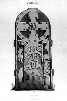 Meigle cross-slab (Allen and Anderson no.2).
From J Stuart, The Sculptured Stones of Scotland, vol. i, 1856, pl. lxxv.