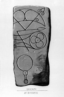 Bourtie symbol stone.
From J Stuart, The Sculptured Stones of Scotland, i, pl.cxxxii.

