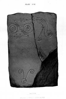 Trusty's Hill, Anwoth, Pictish symbols from J Stuart, The Sculptured Stones of Scotland, i, pl. 97