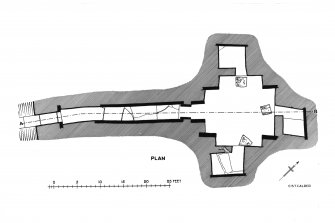 Publication drawing; plan of Maes Howe chambered cairn. Photographic copy.
