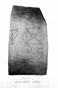 The Struan symbol stone.
From J Stuart, The Sculptured Stones of Scotland, i, pl. 102.
