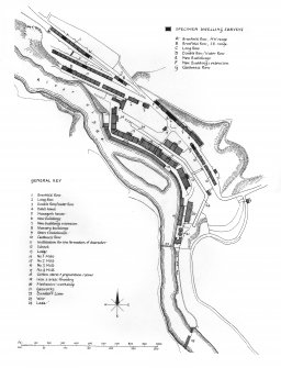 Annotated site plan of New Lanark Village and Mills