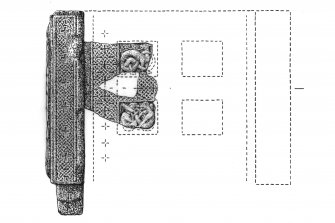 Drawing of the right side panel of the St Andrews Sarcophagus.