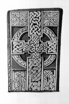 Invergowrie cross-slab no.1 (face).
From J Stuart, The Sculptured Stones of Scotland, i, pl. 88.