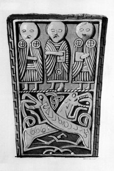 Invergowrie cross-slab no.1 (reverse).
From J Stuart, The Sculptured Stones of Scotland, i, pl. 88.