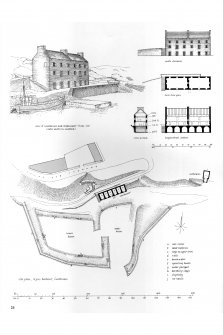 Perspective, elevation & plans of warehouse.
Site plan of harbour.