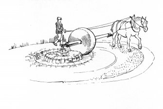 Reconstruction perspective drawing, site plan and reconstruction of principal working parts. Insc. 'GDH'