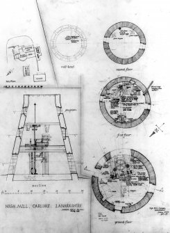 Section and plans of windmill.