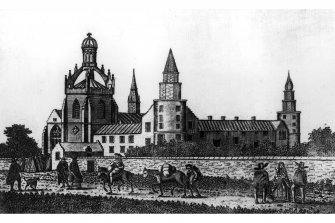 Engraved view of King's College insc. 'King's College Old Aberdeen as originally built by Bishop Elphinston 1500. Jamieson pinxet. A Robertson Sculpt. 1789'