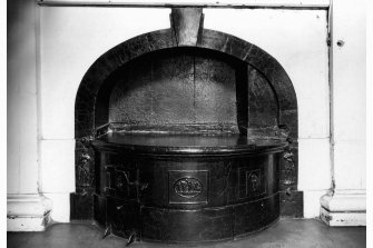 Interior.
View of hotplate range, perhaps by Carron Company, in kitchen.
