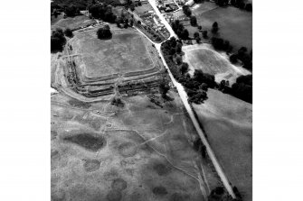 Oblique aerial view of Ardoch Roman Fort.