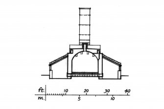 Cut-away axonometric drawing of kiln, Key Plan and Section
Insc. "GDH"   u.d.