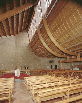 Glasgow, 60 Drumchapel Road, St. Benedicts R.C. Church.
Interior-general view from West showing unusual shaped ceiling.
