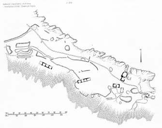 RCAHMS ink site plan showing location of buildings within Salt-works.