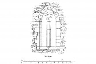Interior and Exterior Elevation, Section and Plan of East window
u.s.   u.d.