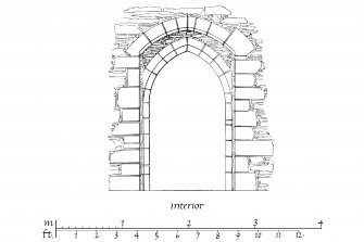 Interior and Exterior Elevation, Section and Plan of South Doorway
u.s.   u.d.