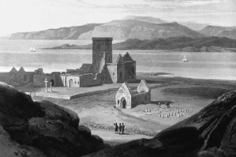 Iona, Iona Abbey.
General view.
Insc: 'The Cathedral at Iona'.
