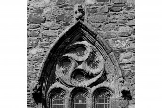 Iona, Iona Abbey.
View of South wall showing choir window head.