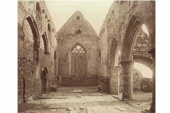 Iona, Iona Abbey, interior.
View of choir looking East, pre-1874/5 restoration by the Duke of Argyll.