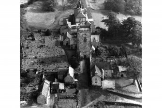 Aerial view of Abbey and surroundings, including Parleyhill House, Geddes School and the Abbey Manse.