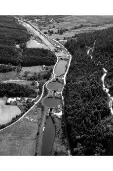 Crinan Canal and Dunnardry Locks.
Oblique aerial view of lock chambers and basins from West.