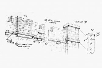 Photographic copy of drawing showing plans, elevations, sections and details.